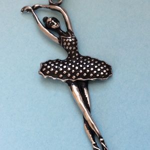 Vintage Ballerina Pendant Silver Tone